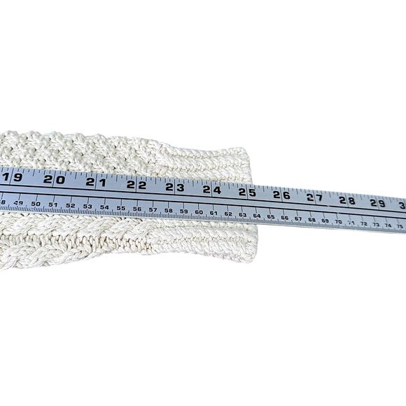 LL Bean Signature Fisherman Sweater Women’s Medium Cream Cotton Knitted Pullover - Picture 9 of 10